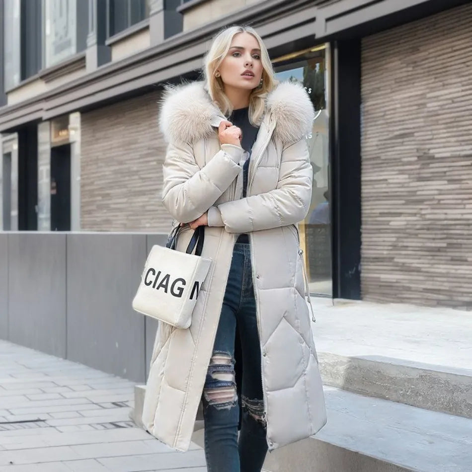 Dames lang pufferjack - Bontkraag - Gewatteerd - Winterjas - Dames lange overjas-Boutique Moda