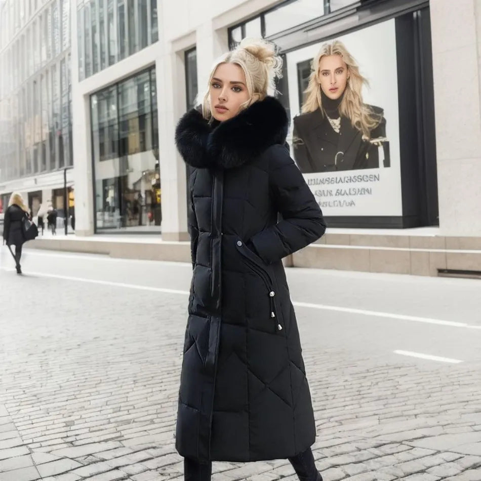 Dames lang pufferjack - Bontkraag - Gewatteerd - Winterjas - Dames lange overjas-Boutique Moda