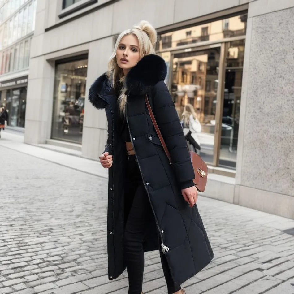 Dames lang pufferjack - Bontkraag - Gewatteerd - Winterjas - Dames lange overjas-Boutique Moda
