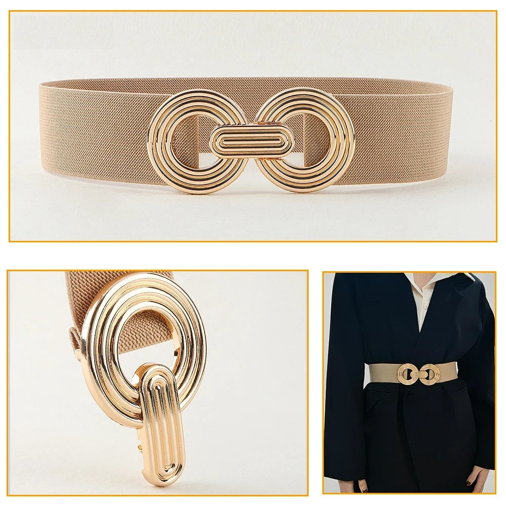 Damesriem - Stretch - Gouden gesp - Elastische riem - Tailleband-Boutique Moda