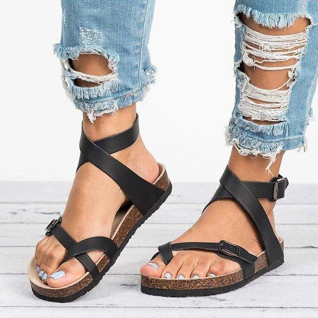Damessandalen | Gespbandjes | Verstelbare Bandjes | Platte Sandalen | Zomerschoenen-Boutique Moda