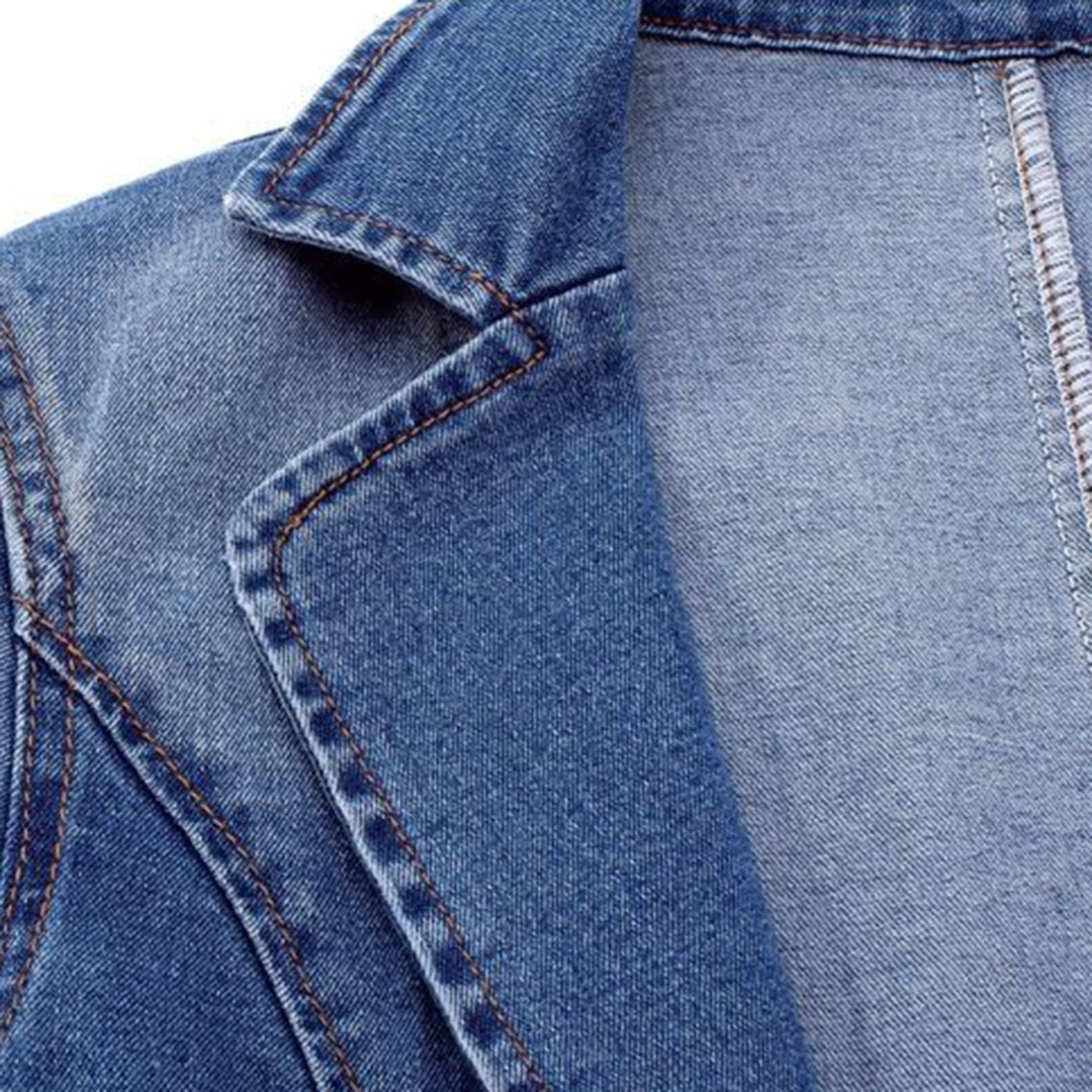 Denim Blazer - Casual Loose Fit Single Breasted Denim Blazerjack voor dames-Boutique Moda