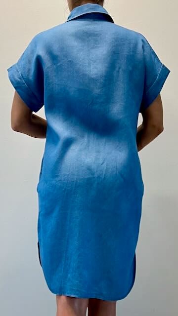 Denim Jurk - Korte Mouw - Los model - Overhemd Jurk - Button-Up Jurk-Boutique Moda