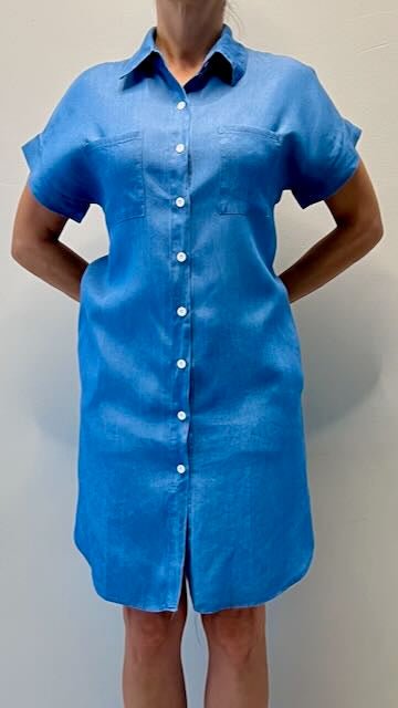 Denim Jurk - Korte Mouw - Los model - Overhemd Jurk - Button-Up Jurk-Boutique Moda
