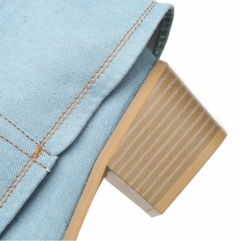 Denimlaarzen | Dameslaarzen met hak en puntige teen