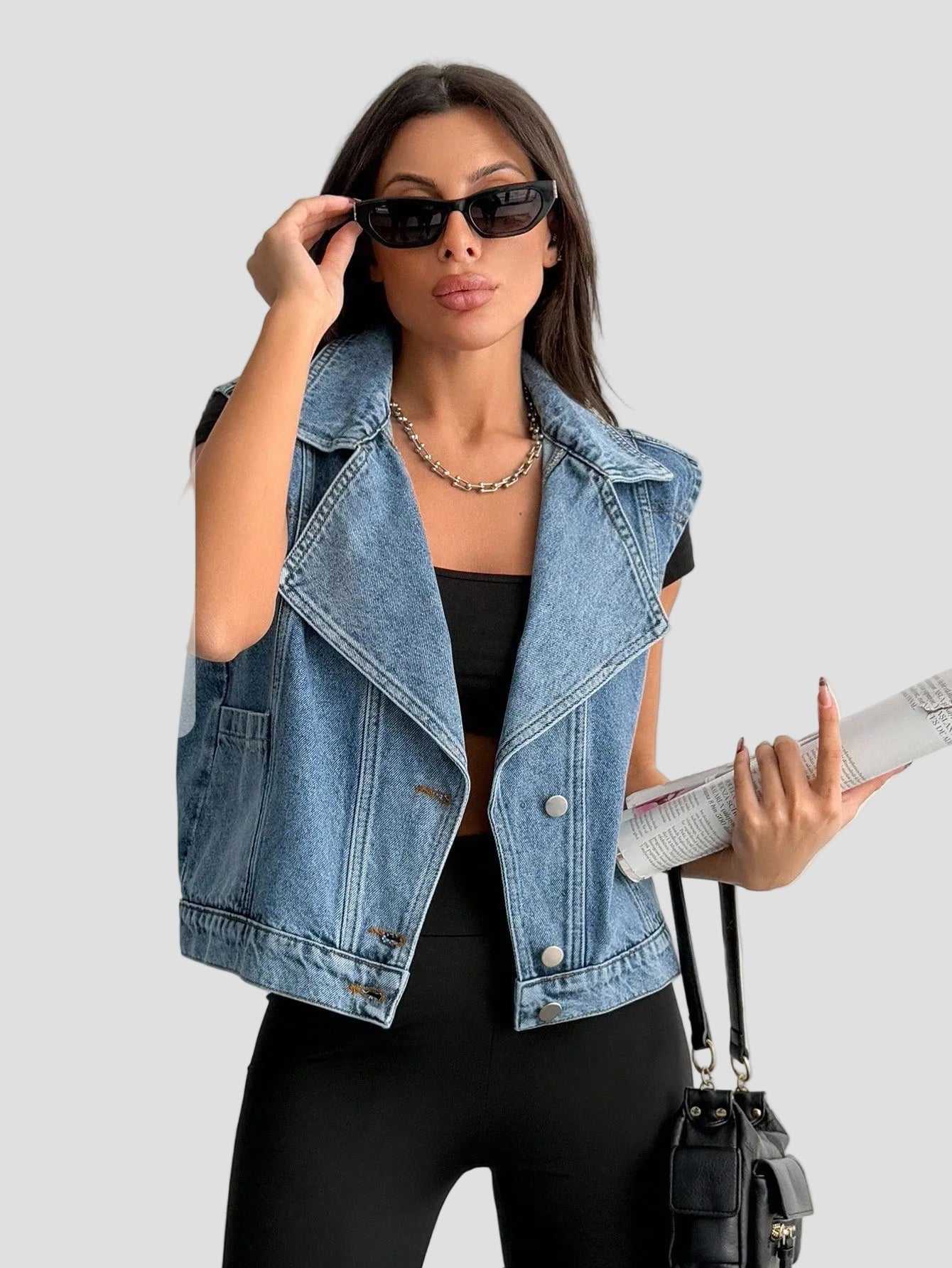 Denim Vest | Casual | Mouwloos | Oversized vest | Damesvest-Boutique Moda
