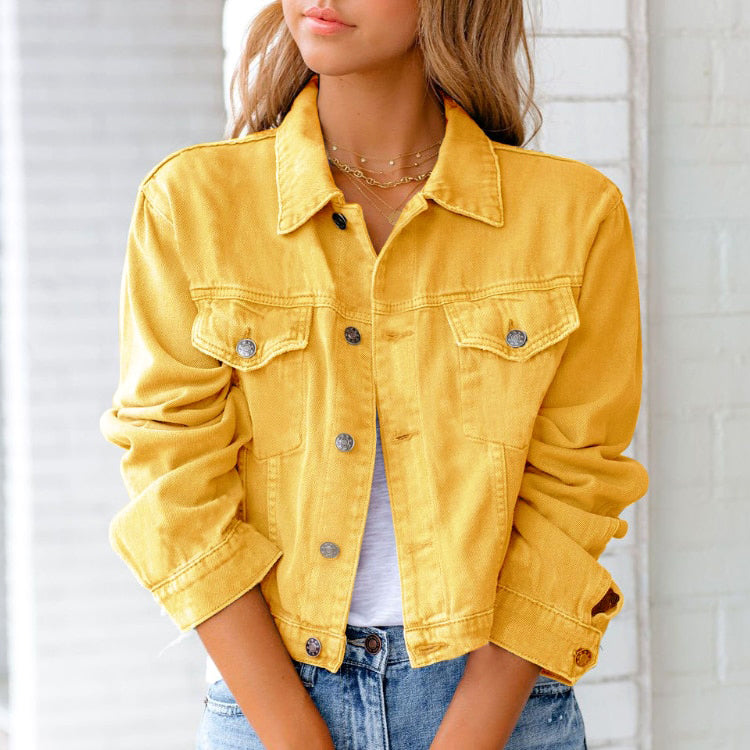 Denim jack - Basic Cropped Jean jack voor dames-Boutique Moda
