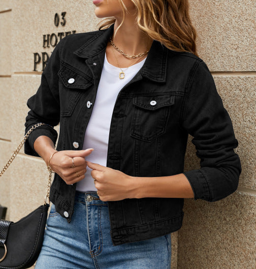 Denim jack - Basic Cropped Jean jack voor dames-Boutique Moda