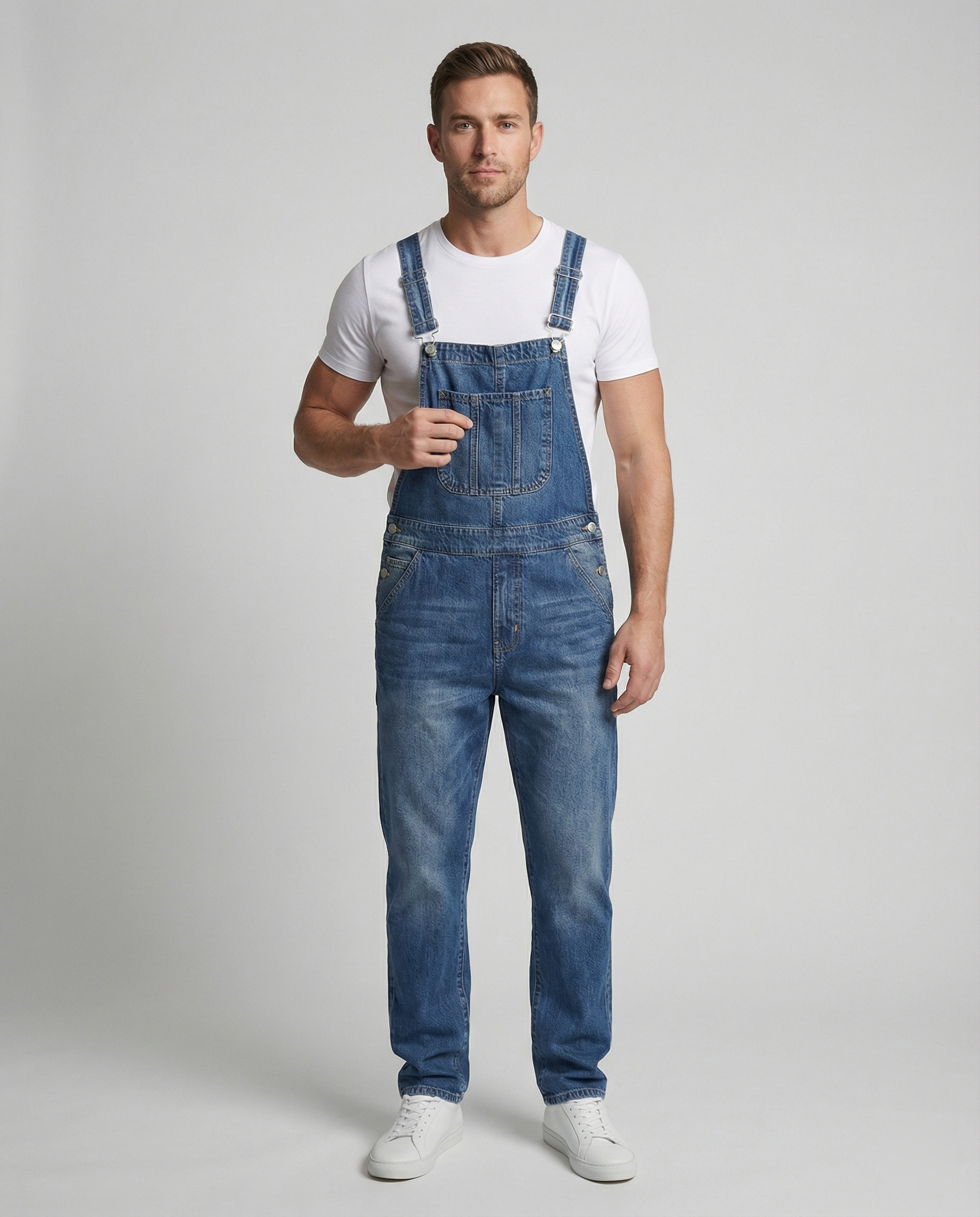 Denim-overalls – Casual overalls voor heren met relaxte pasvorm-Boutique Moda