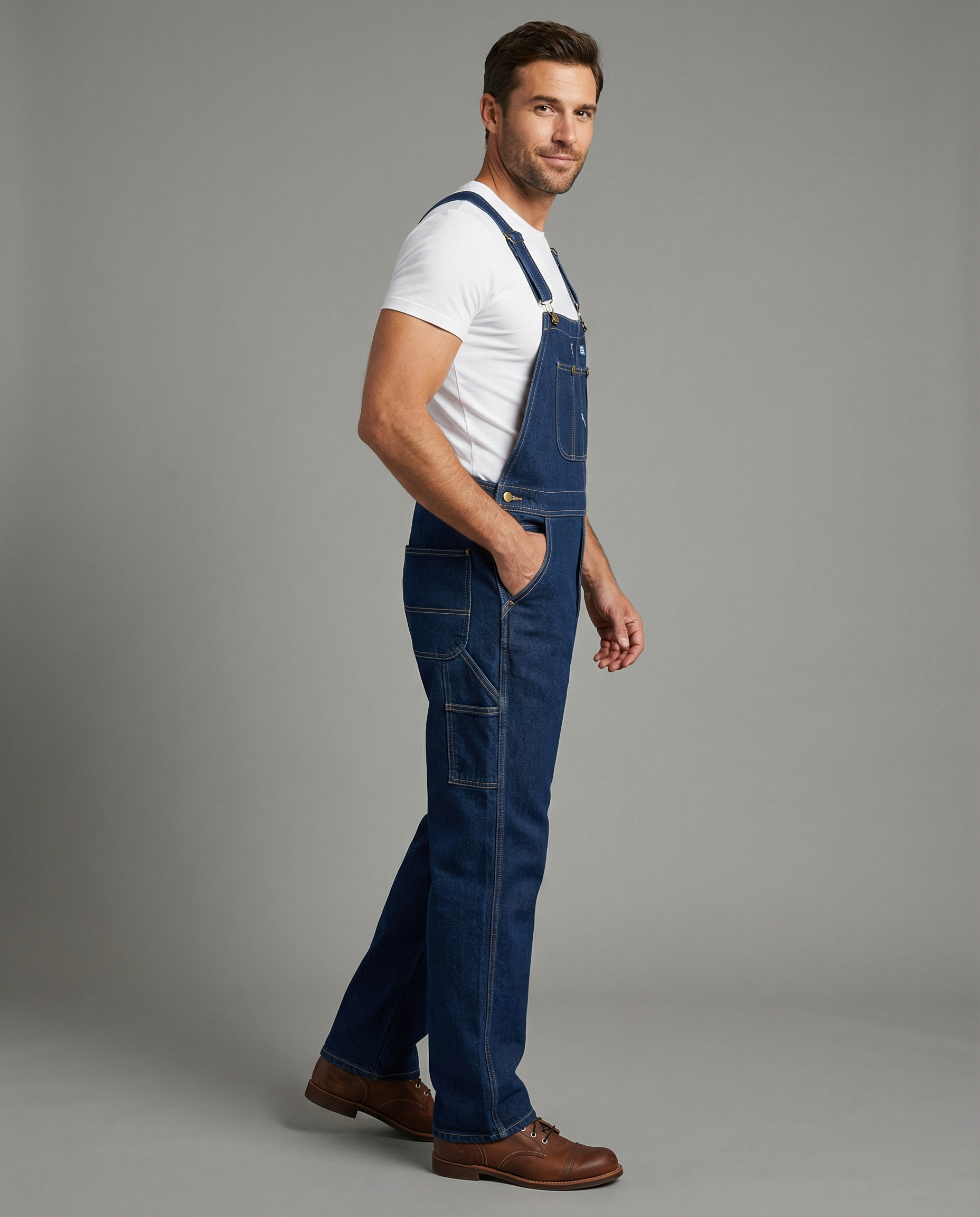 Denim tuinbroek - Casual blauwe tuinbroek voor heren-Boutique Moda