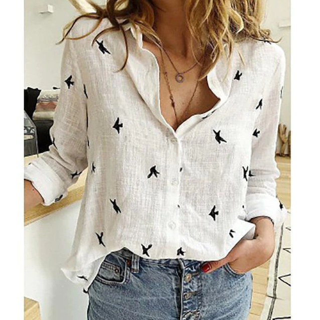 Doorknoopblouse | Met Kraag | Lichtgewicht | Dames Blouse met Lange Mouwen-Boutique Moda