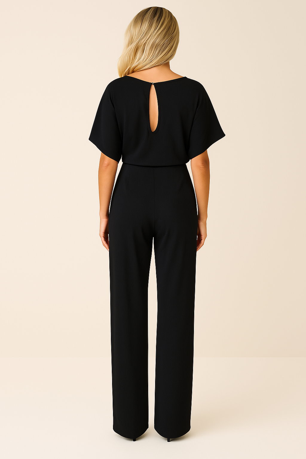 Elegante jumpsuit – Jumpsuit met korte mouwen en strikceintuur voor dames-Boutique Moda