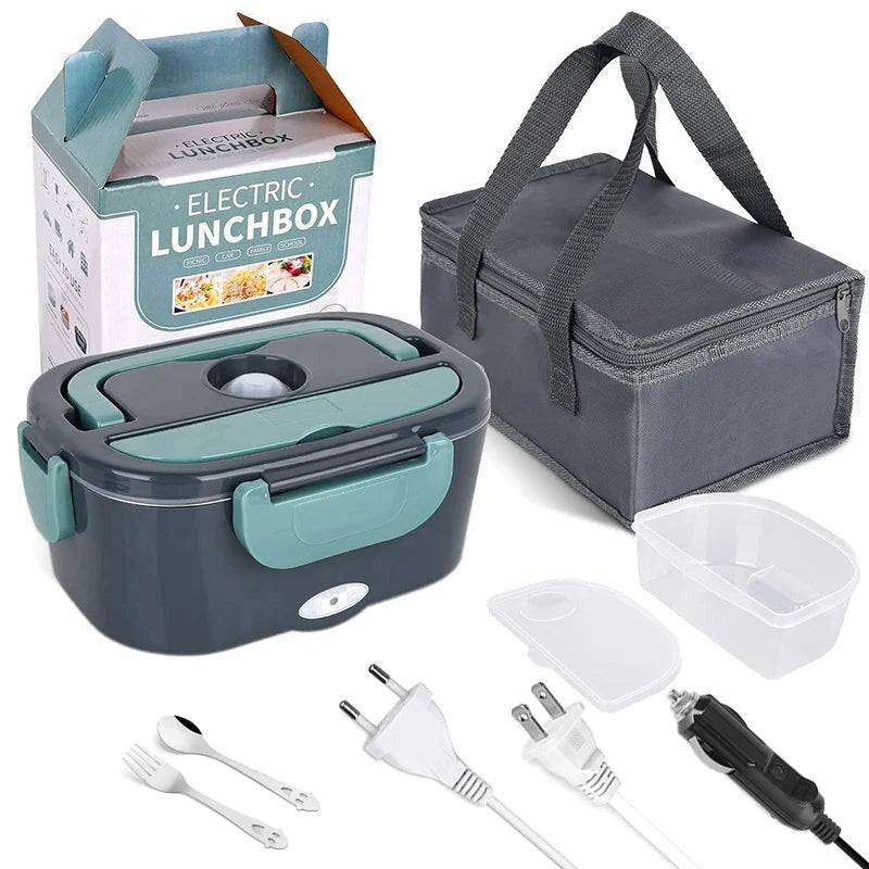 Elektrische Lunchbox RVS | Verwarmde Broodtrommel | 12V Auto en 220V-Boutique Moda