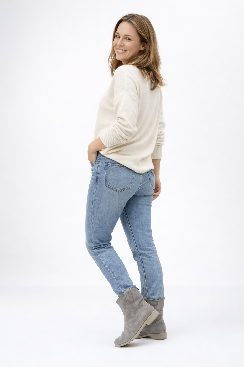 Enkellaarsjes - Lage hak - Puntige neus - Suède laarzen - Dameslaarzen-Boutique Moda