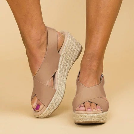 Espadrille Sandalen - Dames sandalen met strooien zool en plateauzool-Boutique Moda