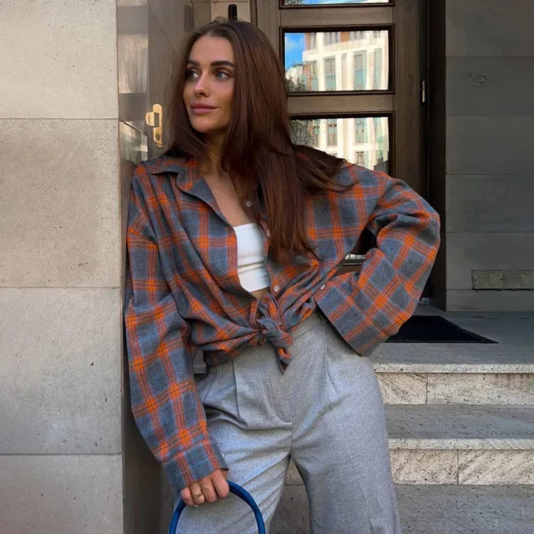 Flanellen overhemd - Katoen - Ruit - Oversized overhemd - Flanellen overhemden voor dames-Boutique Moda