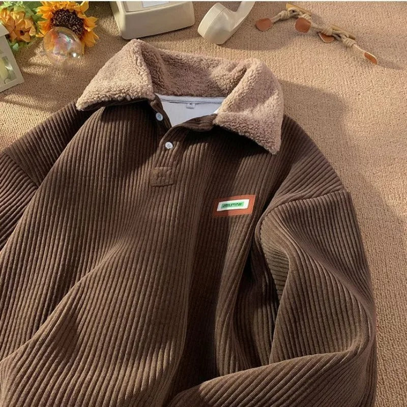 Fleece Sweater Trui - Warm - Button-Up - Corduroy Pullover - Winterkleding voor heren-Boutique Moda