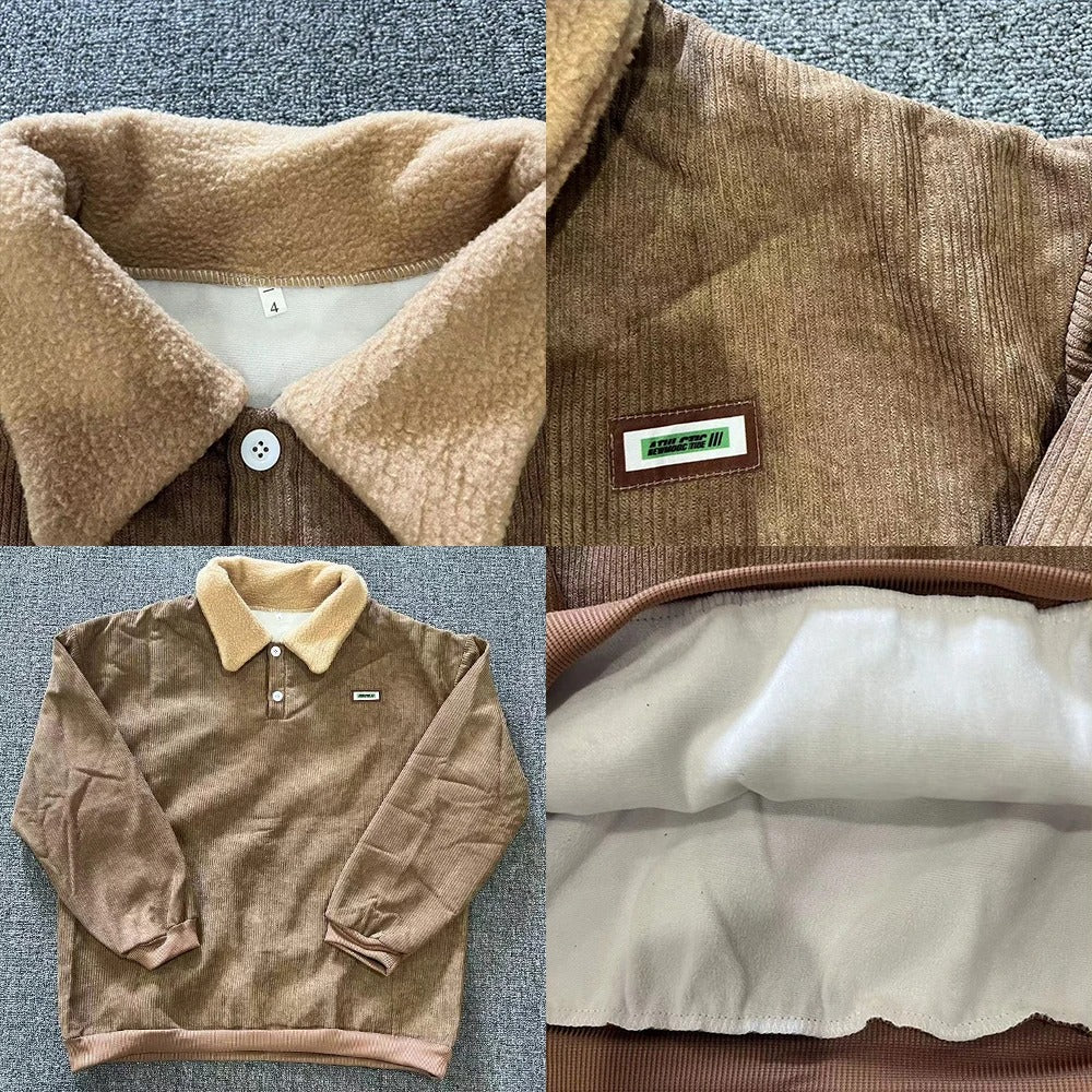 Fleece Sweater Trui - Warm - Button-Up - Corduroy Pullover - Winterkleding voor heren-Boutique Moda