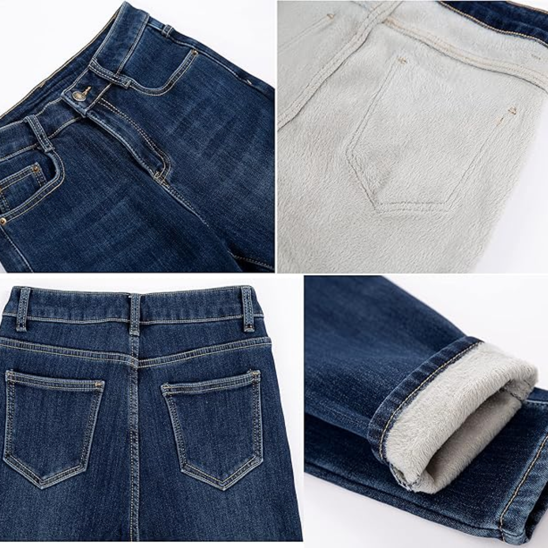 Fleece gevoerde jeans - Hoge taille - Winter - Skinny jeans - Damesjeans-Boutique Moda