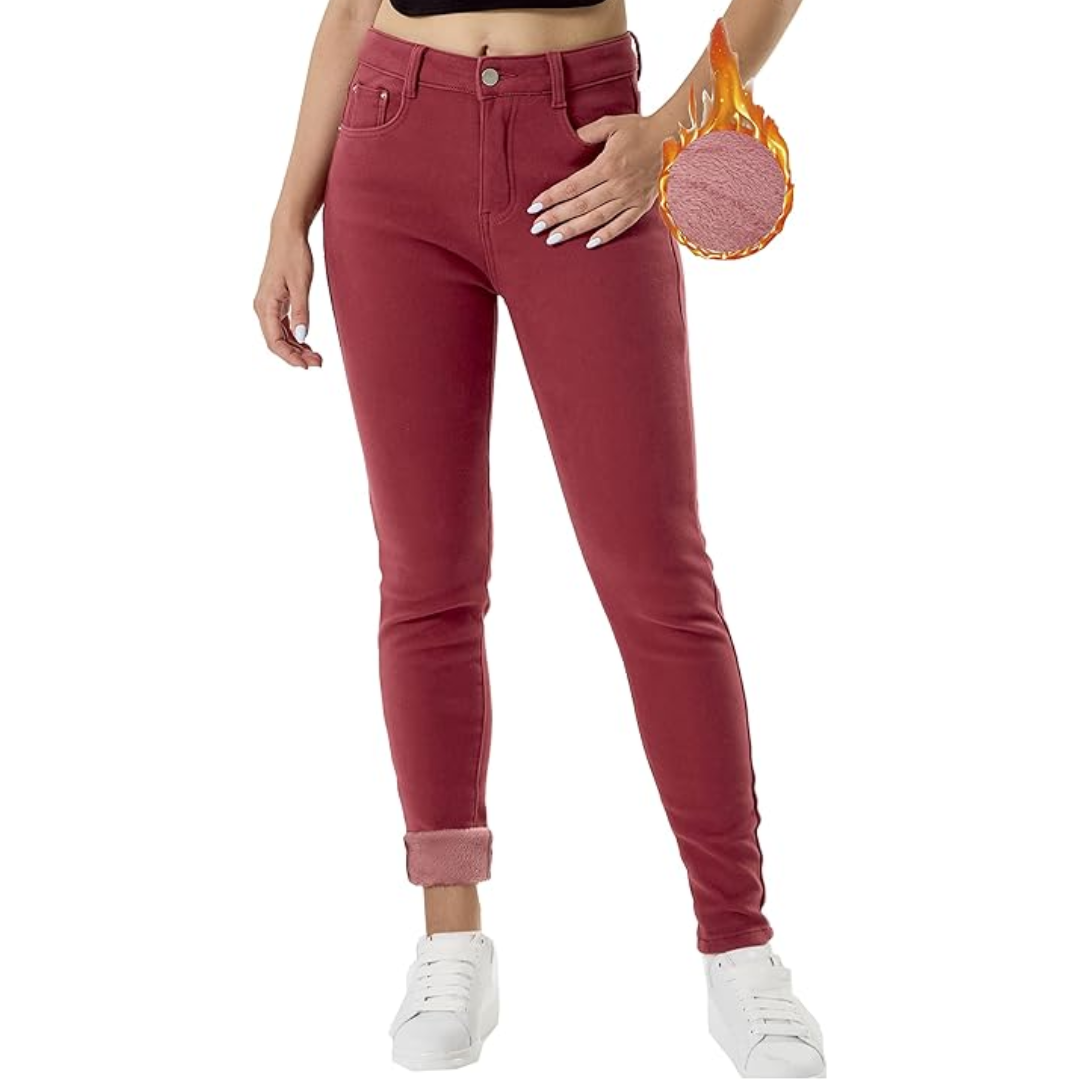 Fleece gevoerde jeans - Hoge taille - Winter - Skinny jeans - Damesjeans-Boutique Moda