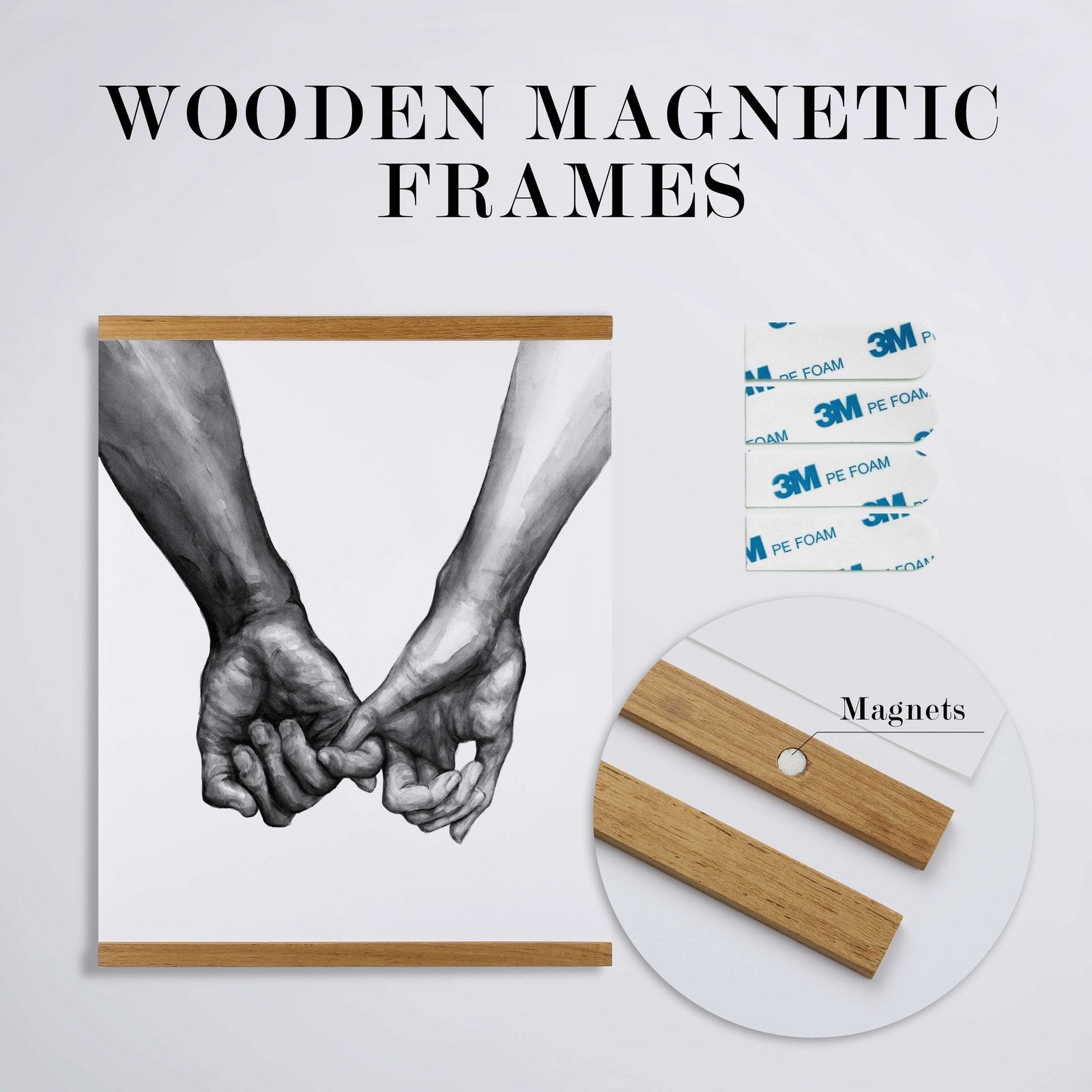 Fotolijst | Magnetisch Teakhout | Poster Ophangen Zonder Boren-Boutique Moda