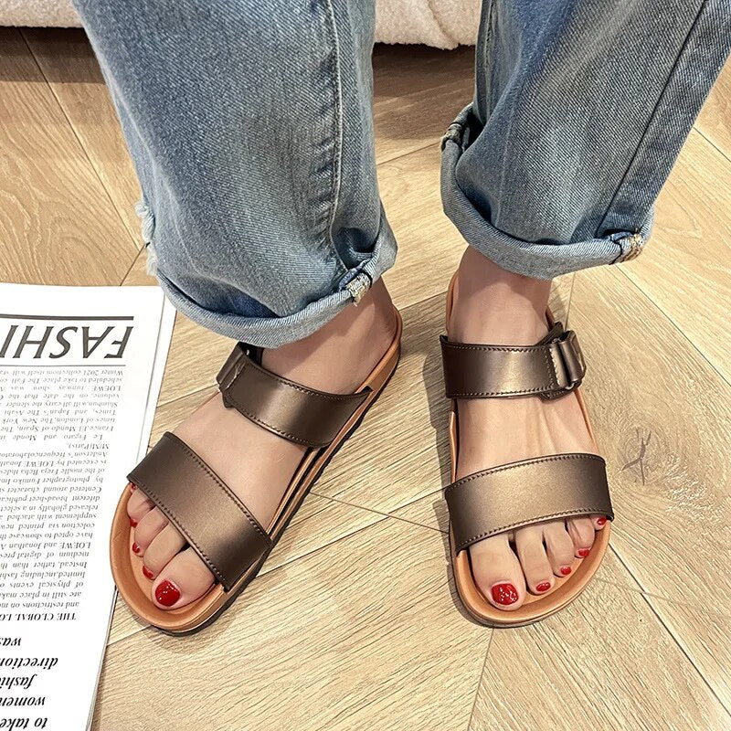 Gabour Velcré Pantoffels | 2 Riem Slip On Sandalen-Boutique Moda