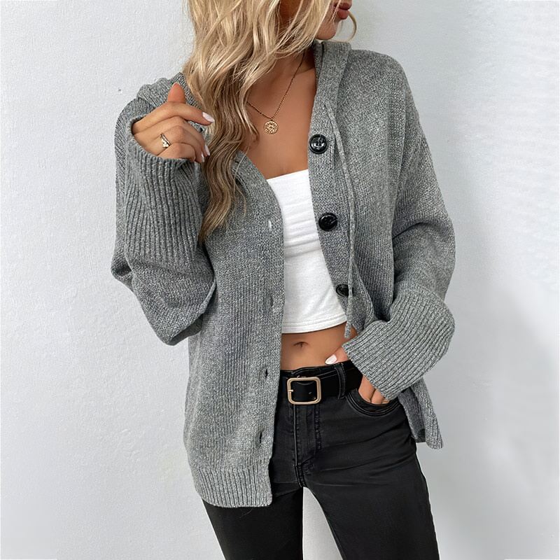 Gebreid Vest | Warm | Vest Met Capuchon | Vest Met Knoopsluiting | Vest Voor Dames-Boutique Moda