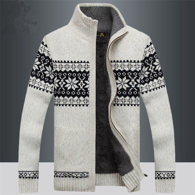 Gebreid Vest | Winter | Sneeuwvlok | Vest met ritssluiting | Gebreide kleding voor mannen-Boutique Moda