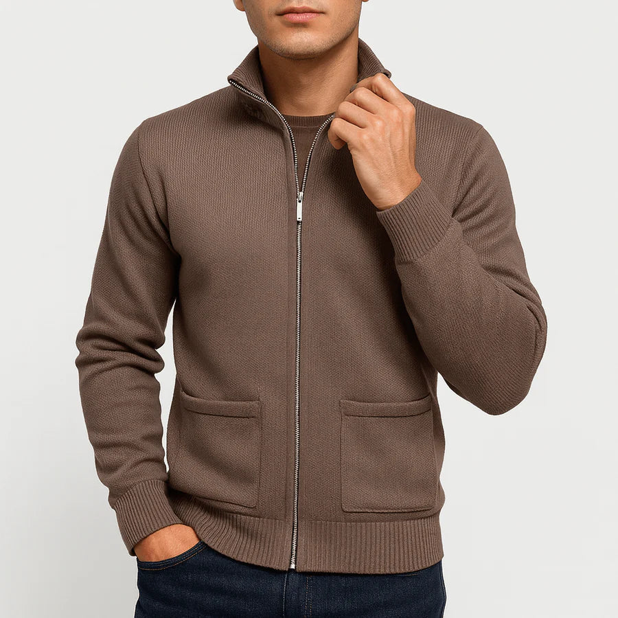 Gebreid vest | Zip-Up | Zakken | Full Zip Vest | Gebreide herenkleding-Boutique Moda