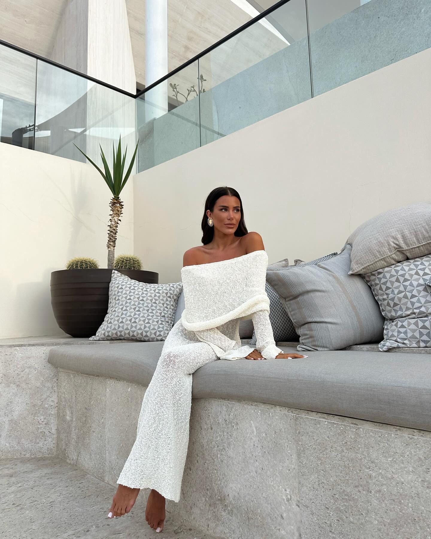 Gebreide Jurk | Lange Mouwen | Off-Shoulder | Bodycon Jurk | Maxi Jurk-Boutique Moda