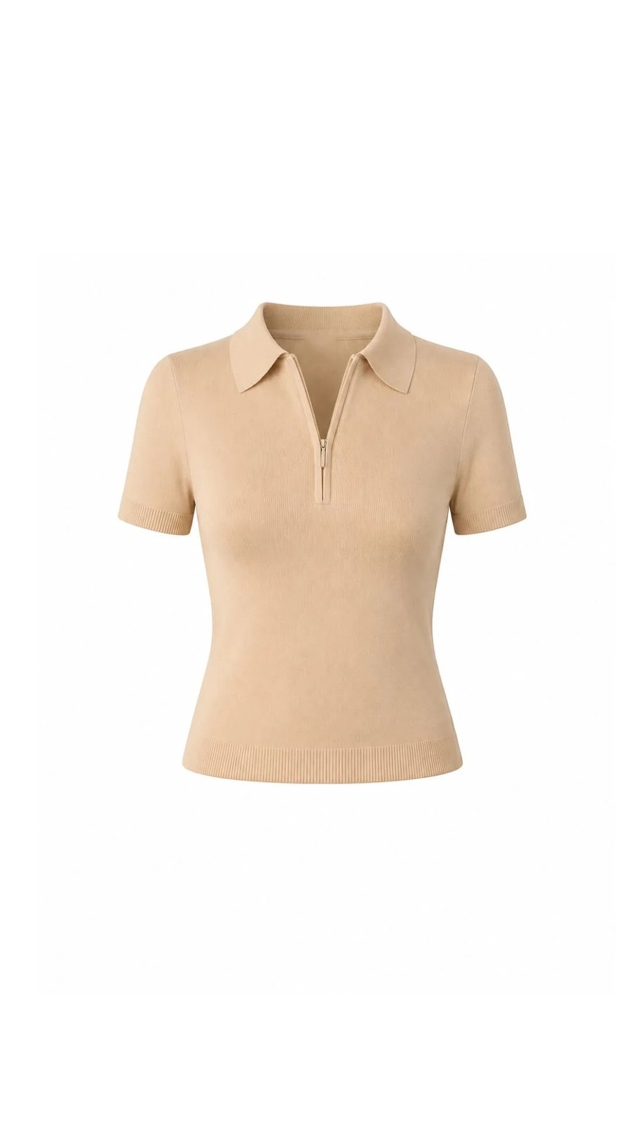 Gebreide Polo Dames | Top met Halve Rits | Korte Mouw-Boutique Moda