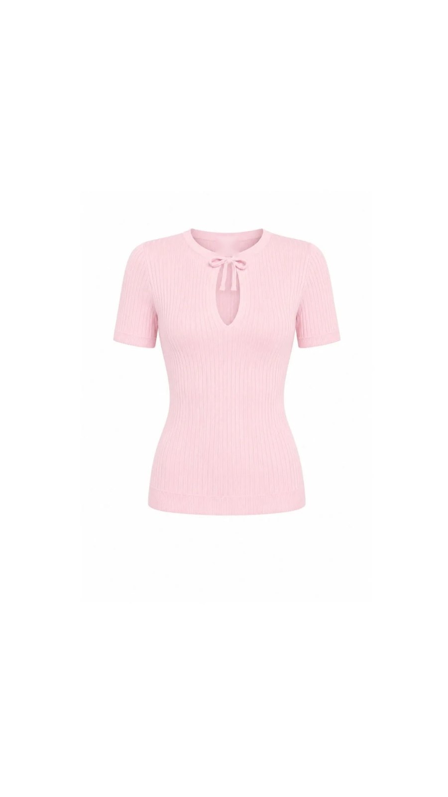 Gebreide Top Dames | Rib Top met Strik | Korte Mouw-Boutique Moda