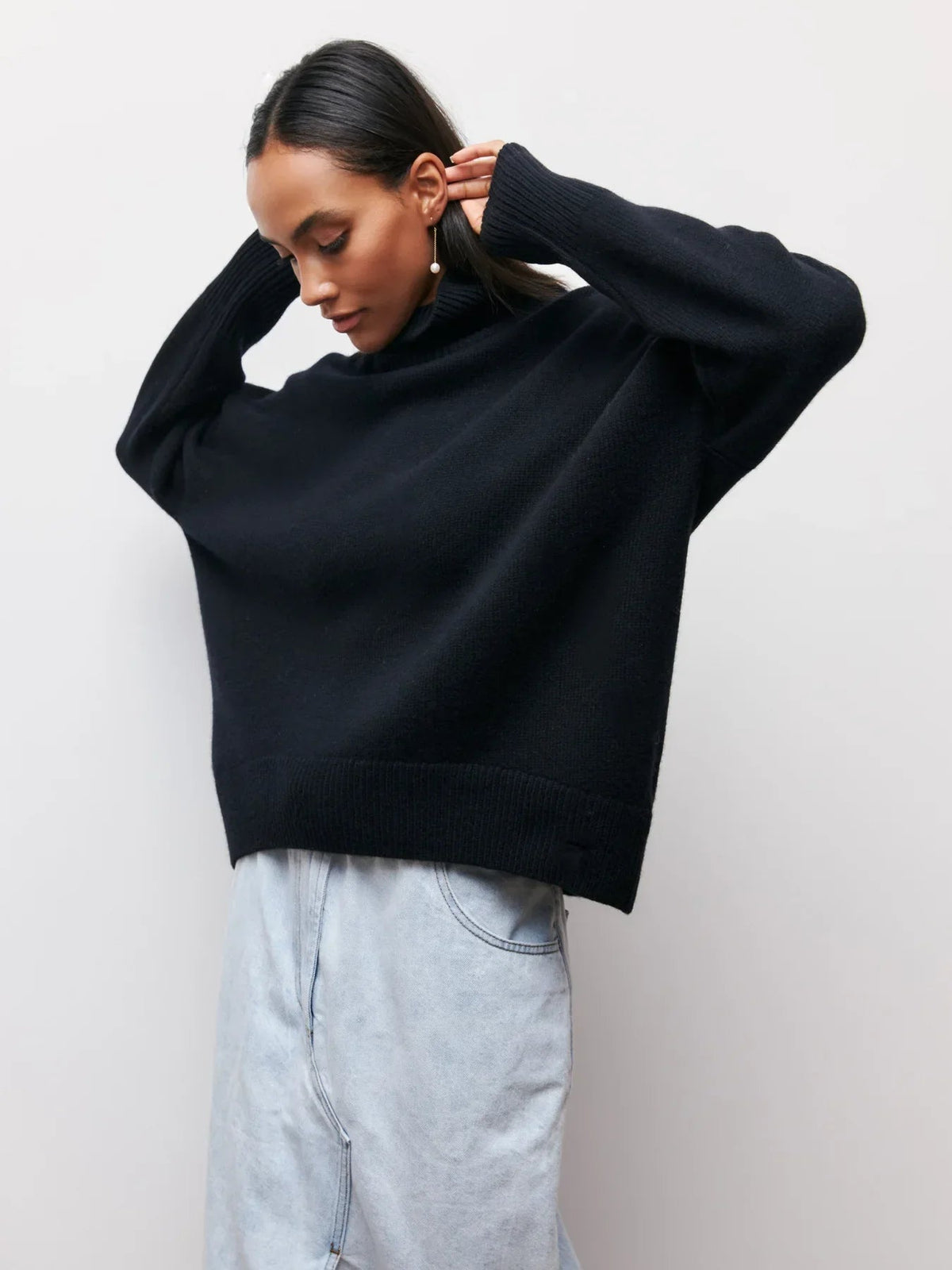 Pull col roulé en maille - Surdimensionné - Coupe ample - Col roulé