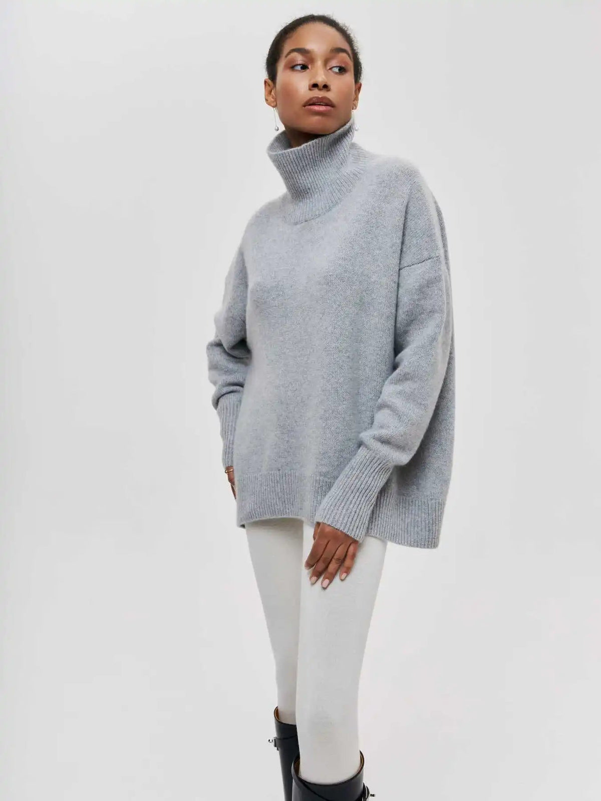 Pull col roulé en maille - Surdimensionné - Coupe ample - Col roulé