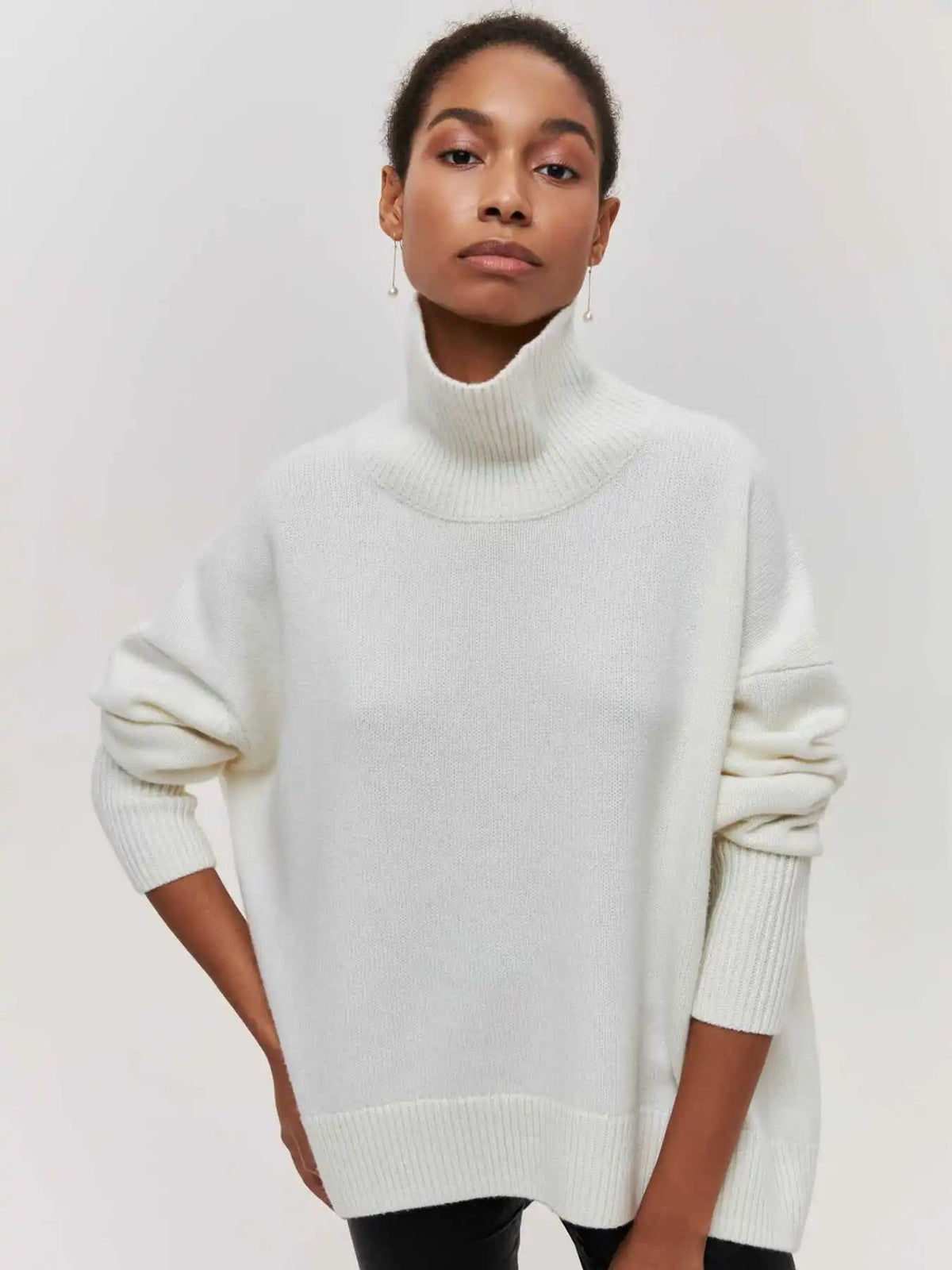 Pull col roulé en maille - Surdimensionné - Coupe ample - Col roulé
