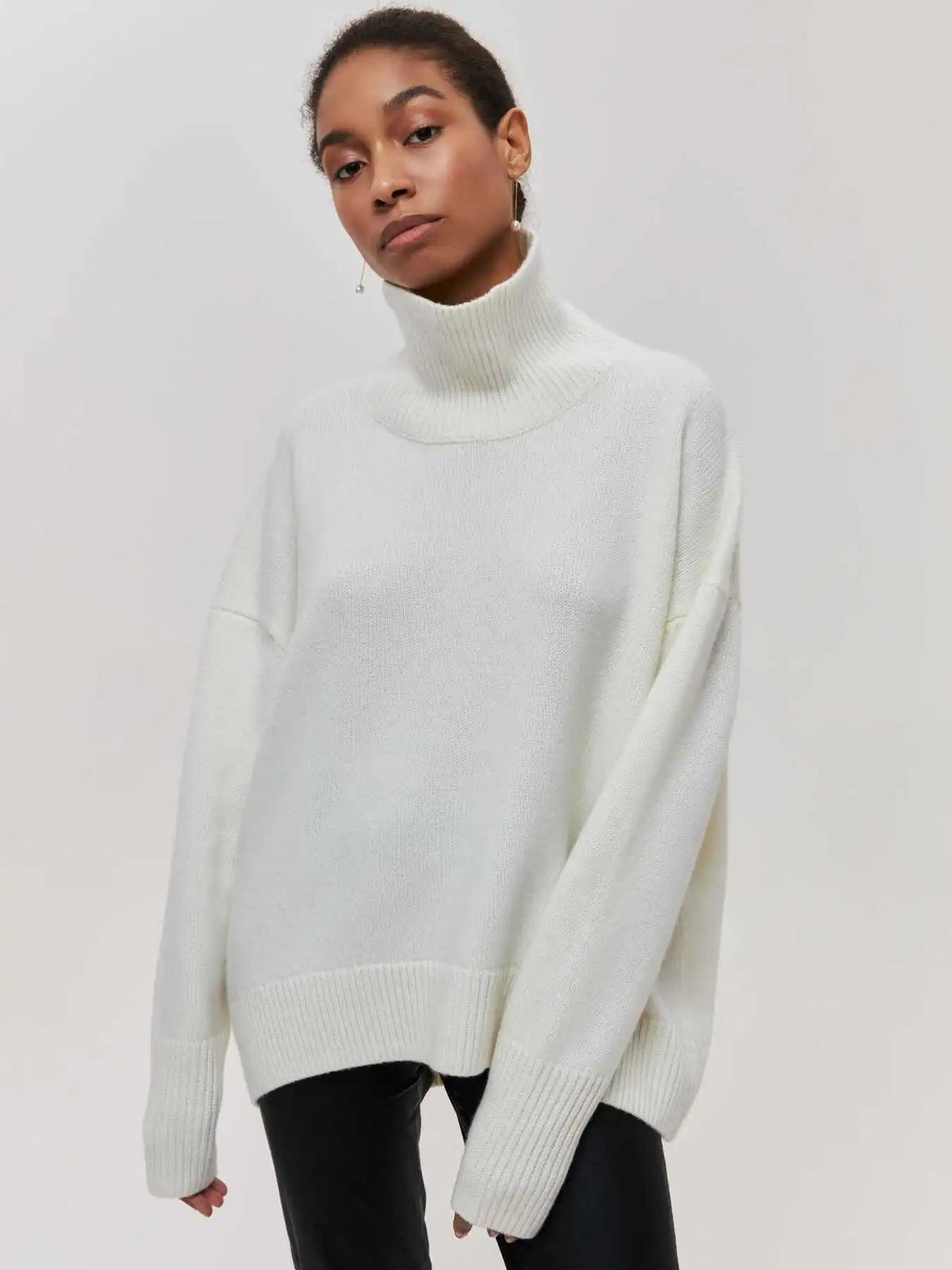 Pull col roulé en maille - Surdimensionné - Coupe ample - Col roulé
