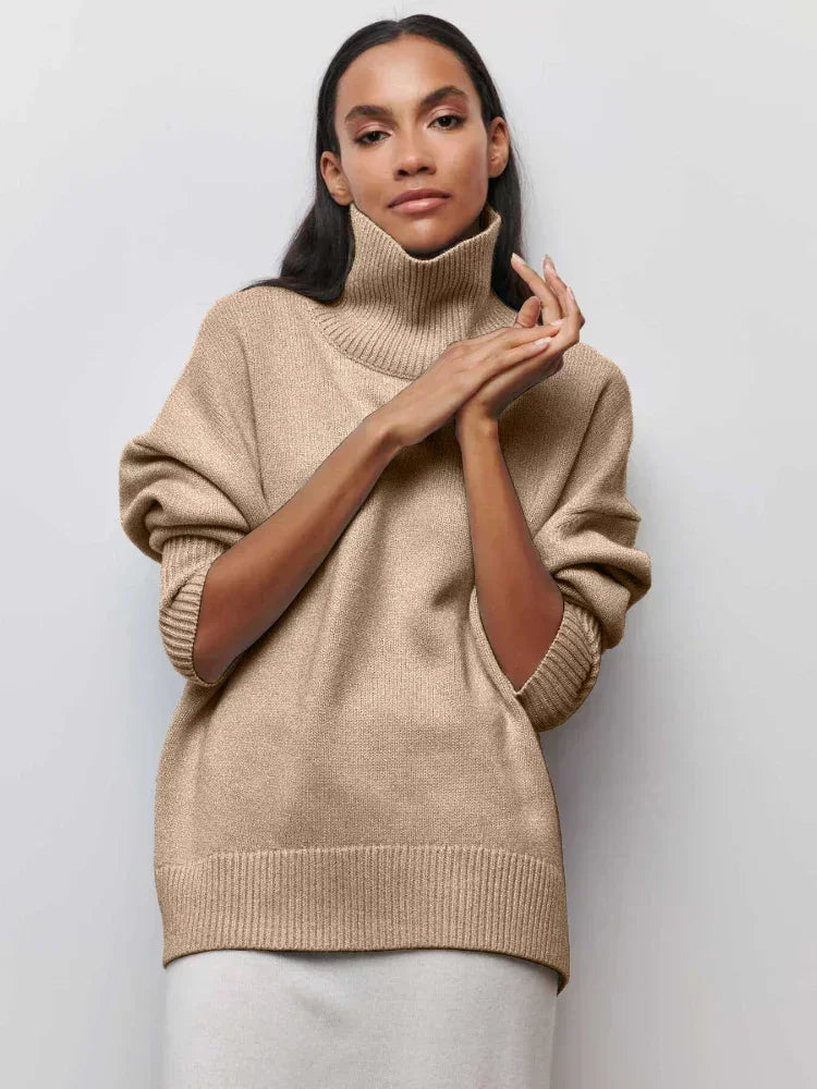 Pull col roulé en maille - Surdimensionné - Coupe ample - Col roulé