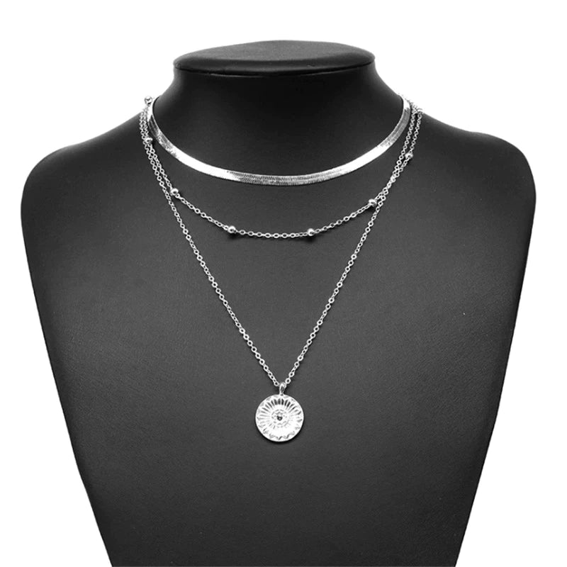 Gelaagde ketting - Stijlvol - 3 lagen - Zilveren ketting - Damesketting-Boutique Moda