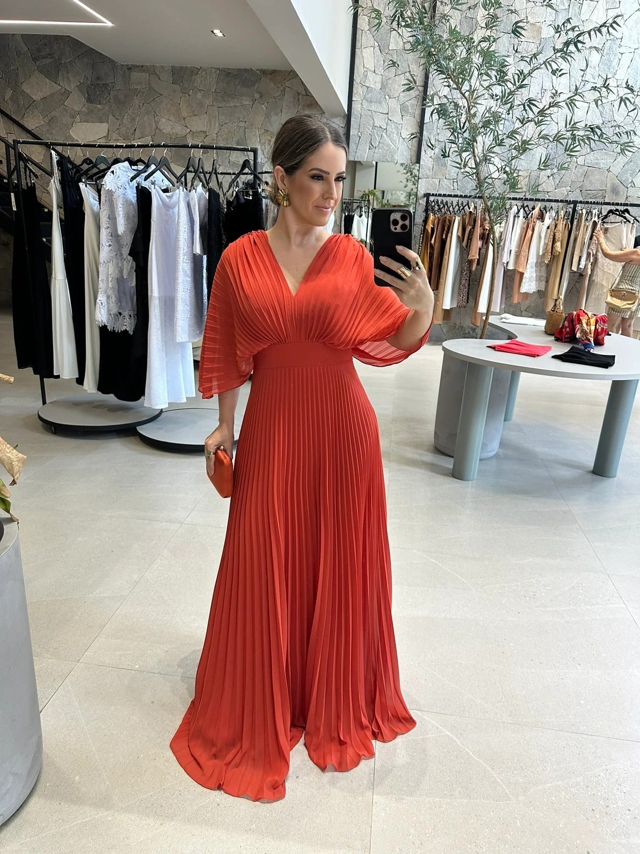 Geplooide Jurk | V-Hals | Vleermuismouw | Elegante Jurk | Maxi-jurk-Boutique Moda