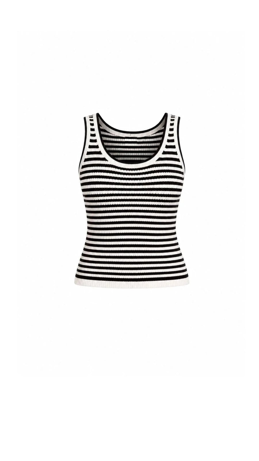 Gestreepte Top Dames | Rib Singlet Zwart Wit | Mouwloos-Boutique Moda