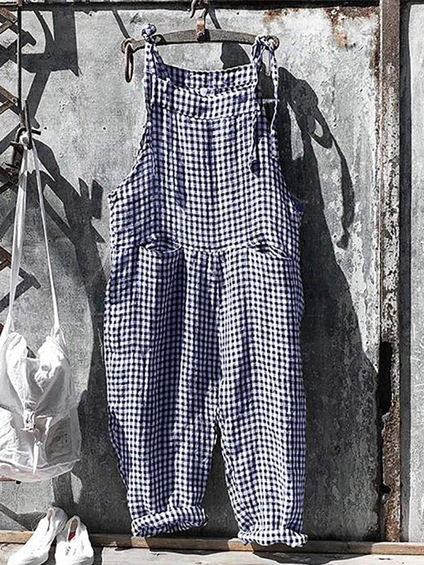 Gestreepte jumpsuit - Los model - Mouwloos - Gestreepte overall - Dungaree Dameskleding-Boutique Moda