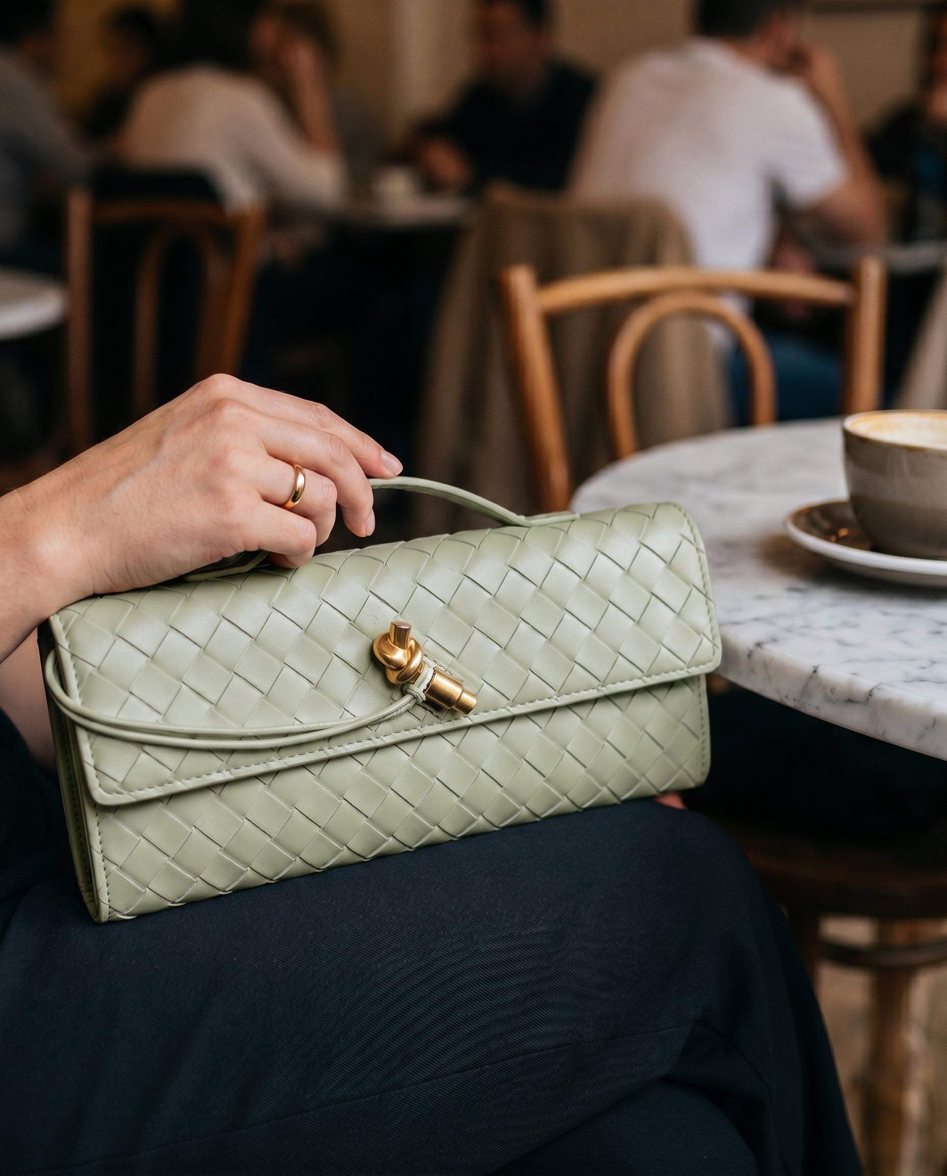 Schoudertas Dames – Gevlochten Kunstleren Clutch met Crossbody Band-Boutique Moda