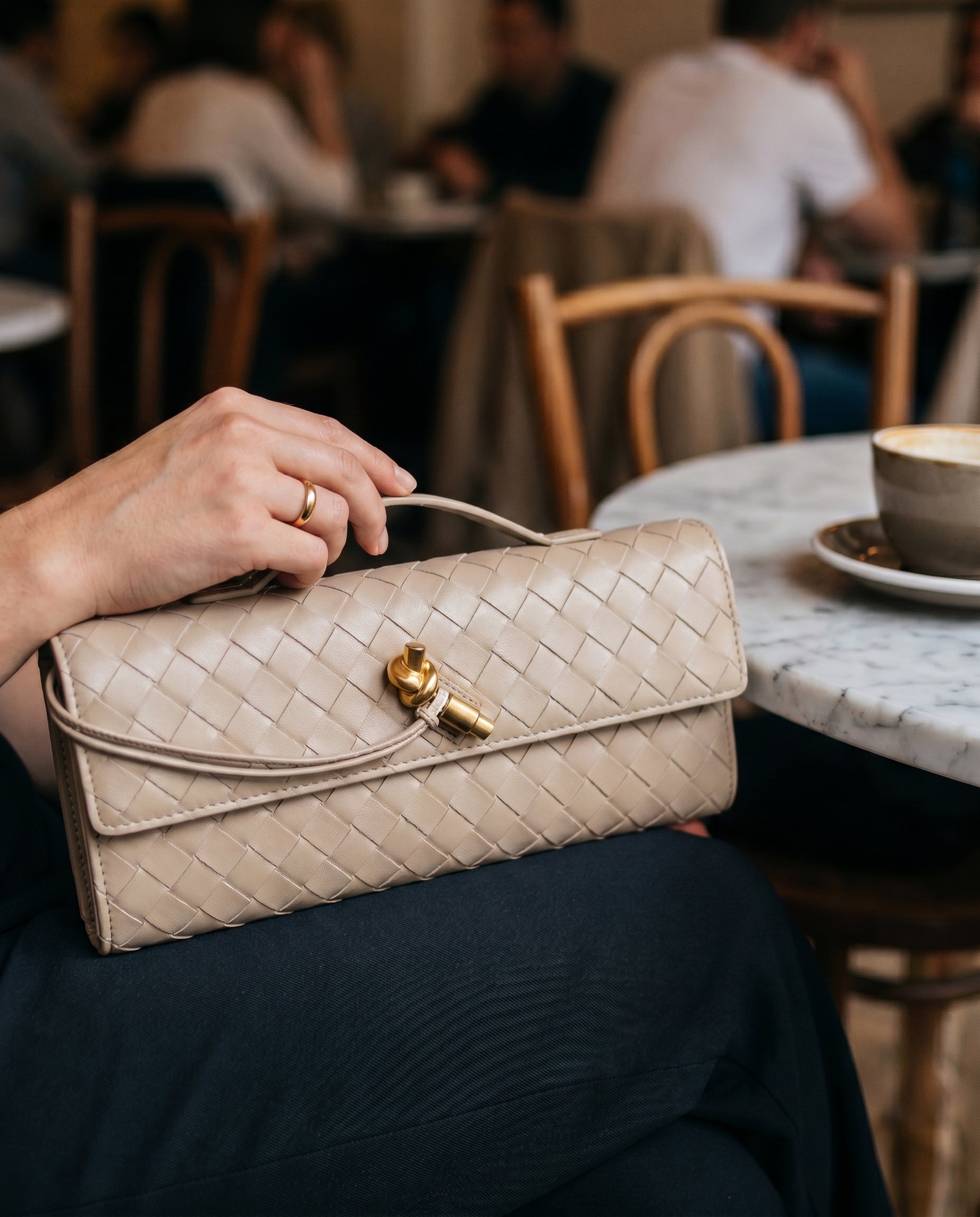 Schoudertas Dames – Gevlochten Kunstleren Clutch met Crossbody Band-Boutique Moda