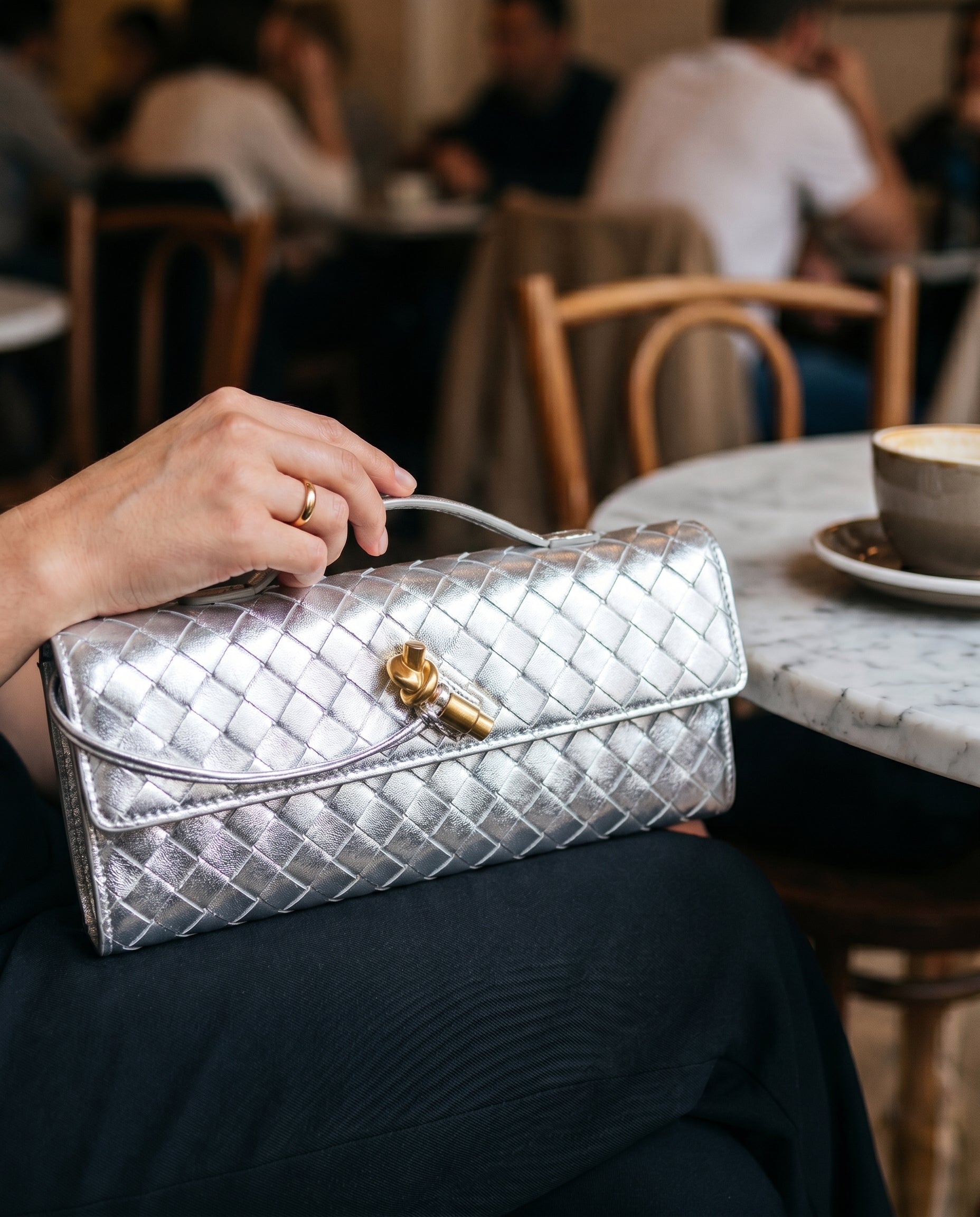 Schoudertas Dames – Gevlochten Kunstleren Clutch met Crossbody Band-Boutique Moda