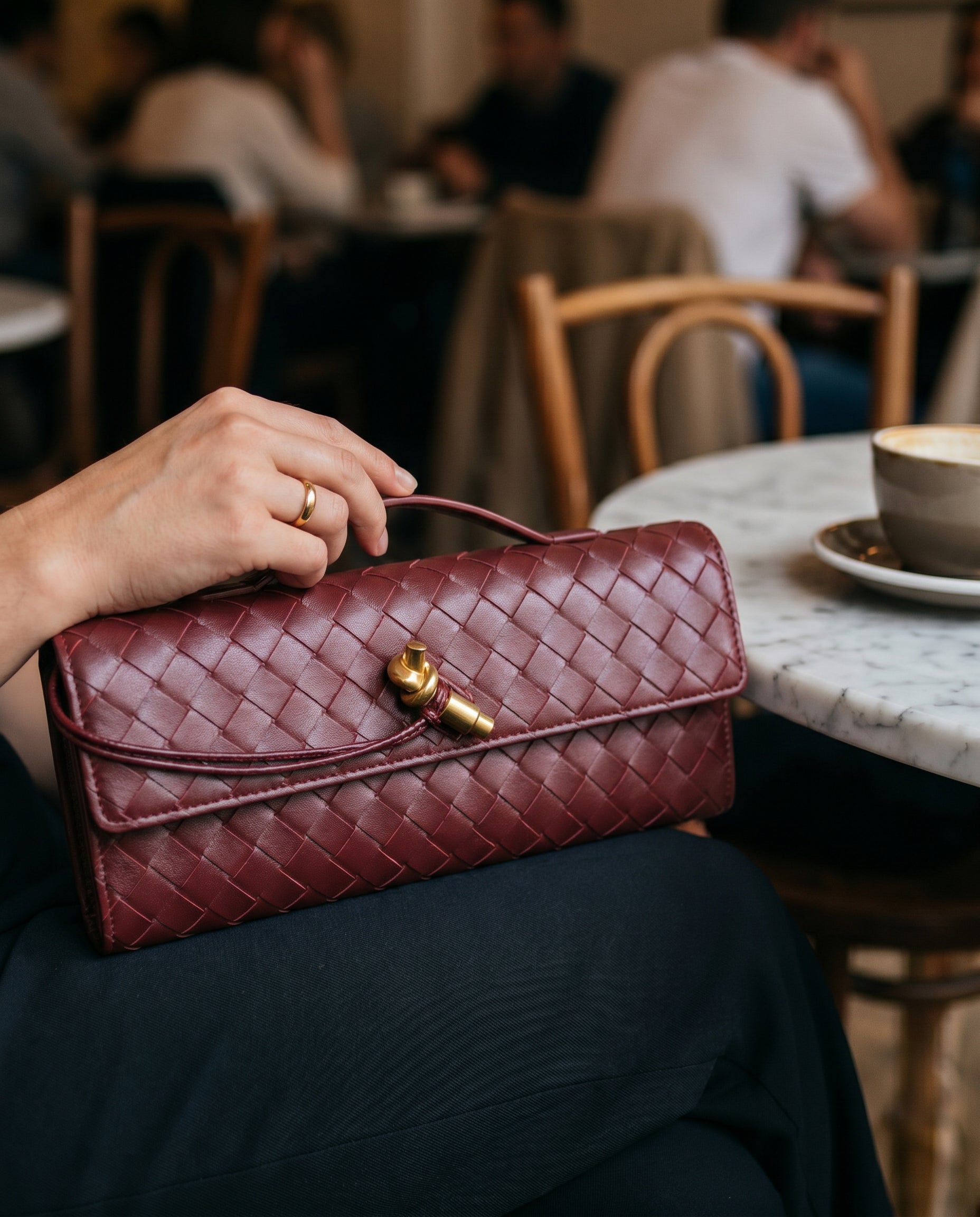 Schoudertas Dames – Gevlochten Kunstleren Clutch met Crossbody Band-Boutique Moda