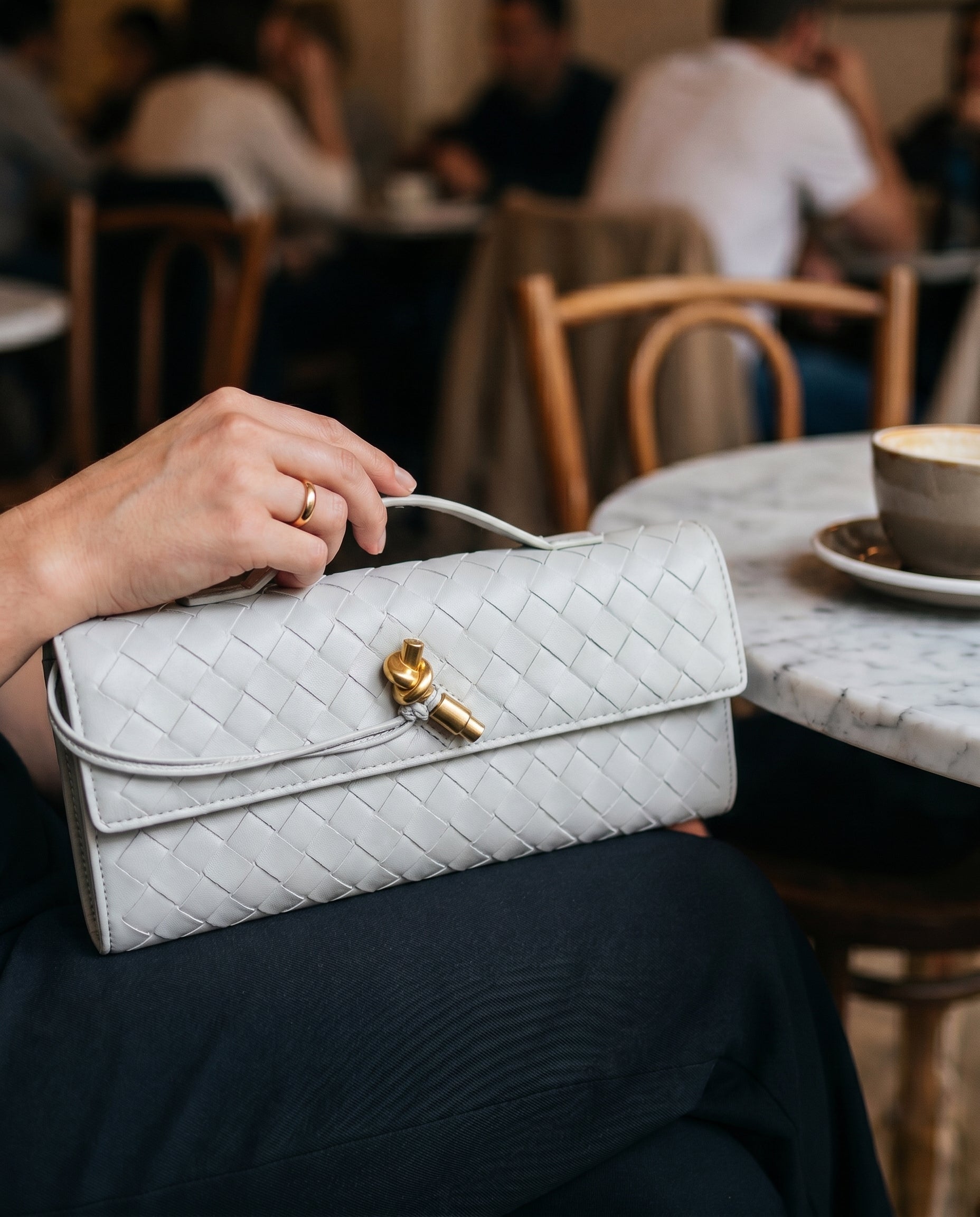 Schoudertas Dames – Gevlochten Kunstleren Clutch met Crossbody Band-Boutique Moda