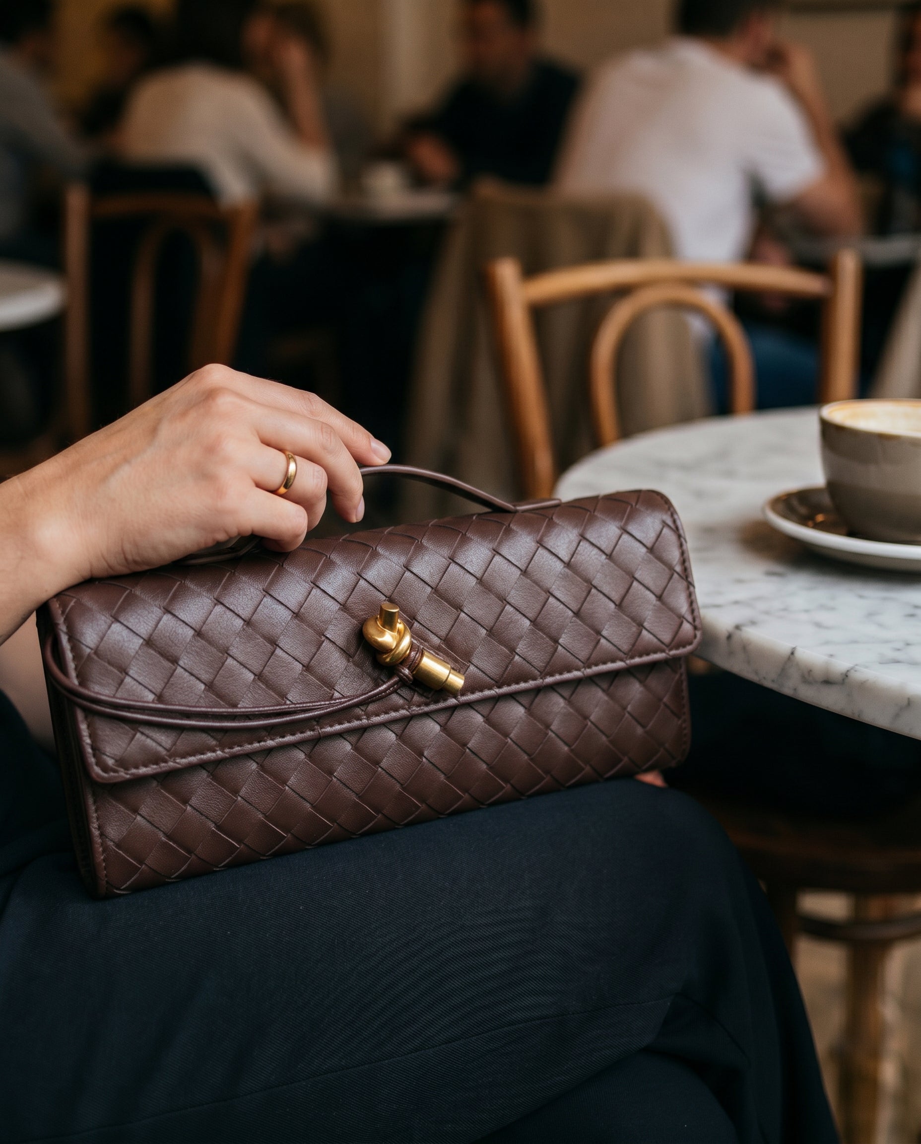 Schoudertas Dames – Gevlochten Kunstleren Clutch met Crossbody Band-Boutique Moda