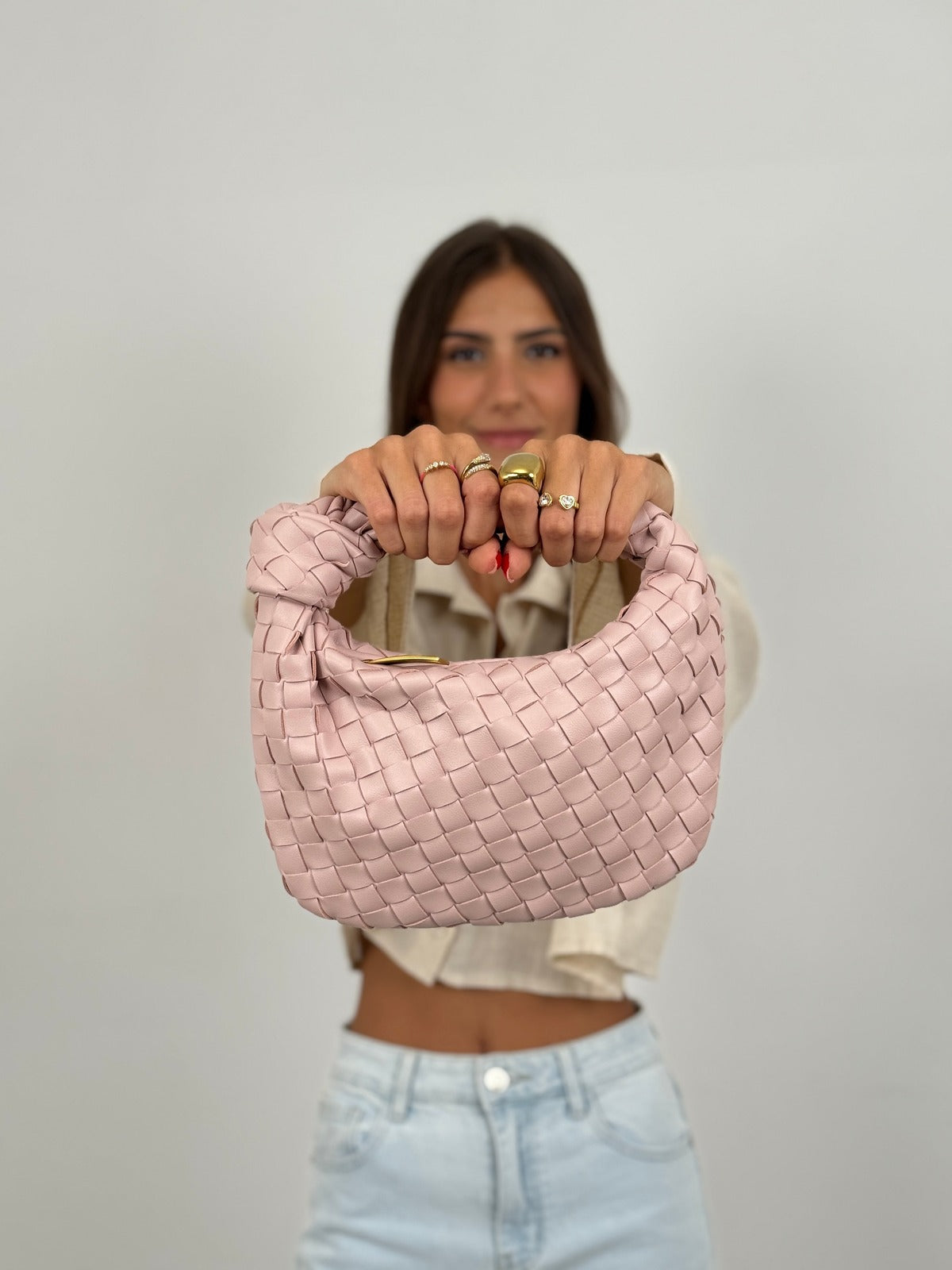 Gevlochten Tas Dames: Kleine Knooptas met Ritssluiting-Boutique Moda