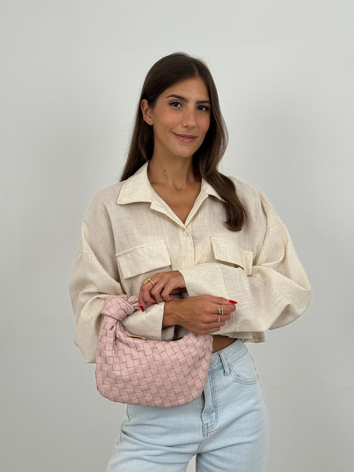 Gevlochten Tas Dames: Kleine Knooptas met Ritssluiting-Boutique Moda