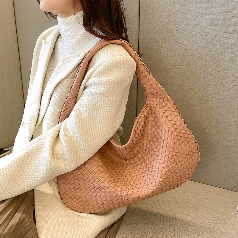 Gevlochten tas - Medium geweven slouchy hobotas voor dames-Boutique Moda